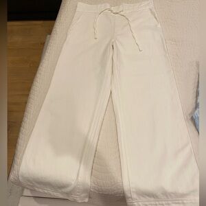 Off white drawstring wide leg jeans